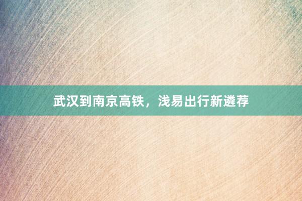 武汉到南京高铁，浅易出行新遴荐